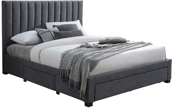 Vente-unique Bedframe stof grijs 180 x 200 cm (Super King Size Bed)
