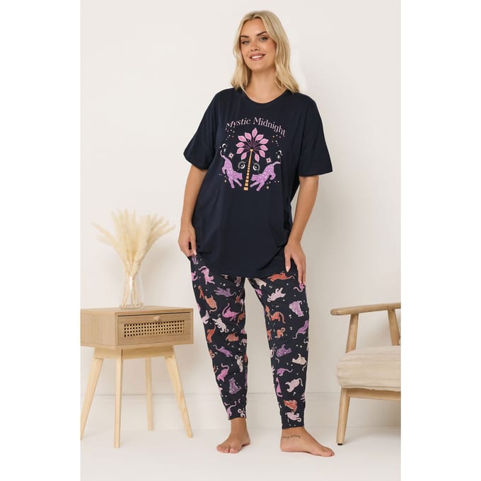 Yours Marineblauwe Mystic Midnight Pyjamaset Met Manchetten Size 58-60