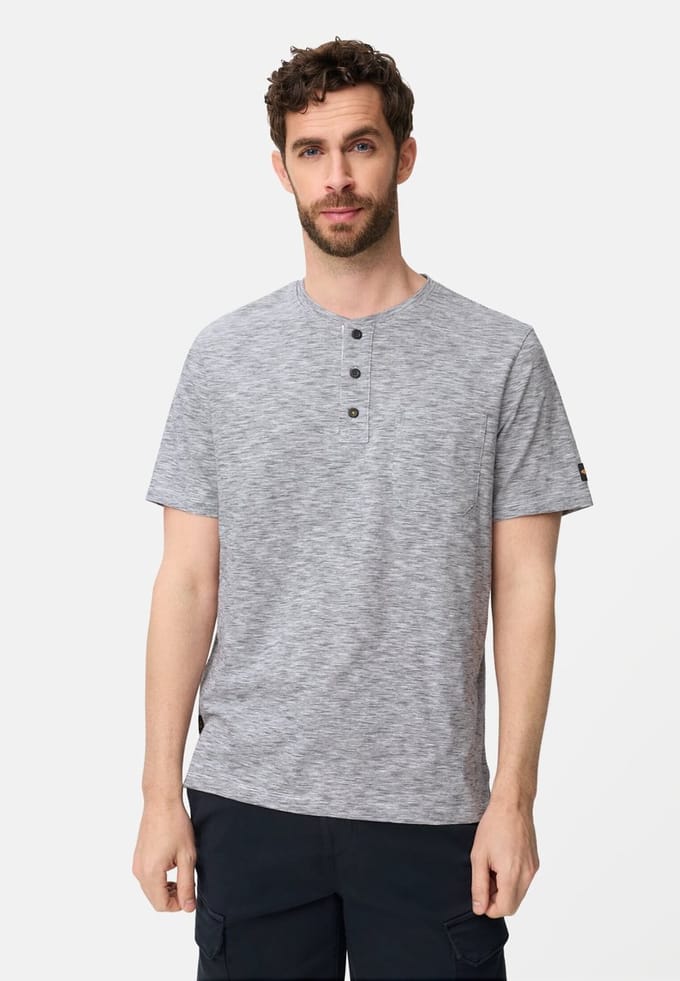 camel active T-Shirt met knoopsluiting - Maat menswear-S - Wit