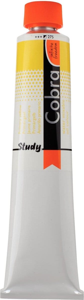 Cobra Study Water Vermengbare Olieverf Tube - Primairgeel 275 - 200 ml