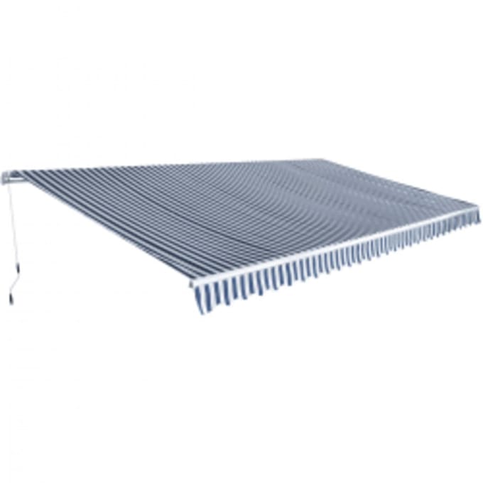 vidaXL - Luifel - handmatig - uittrekbaar - 600 - cm - blauw/wit