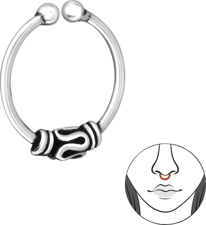 Amanto Neusclips Frankje D - 925 Zilver Geoxideerd - Bali - ∅10mm