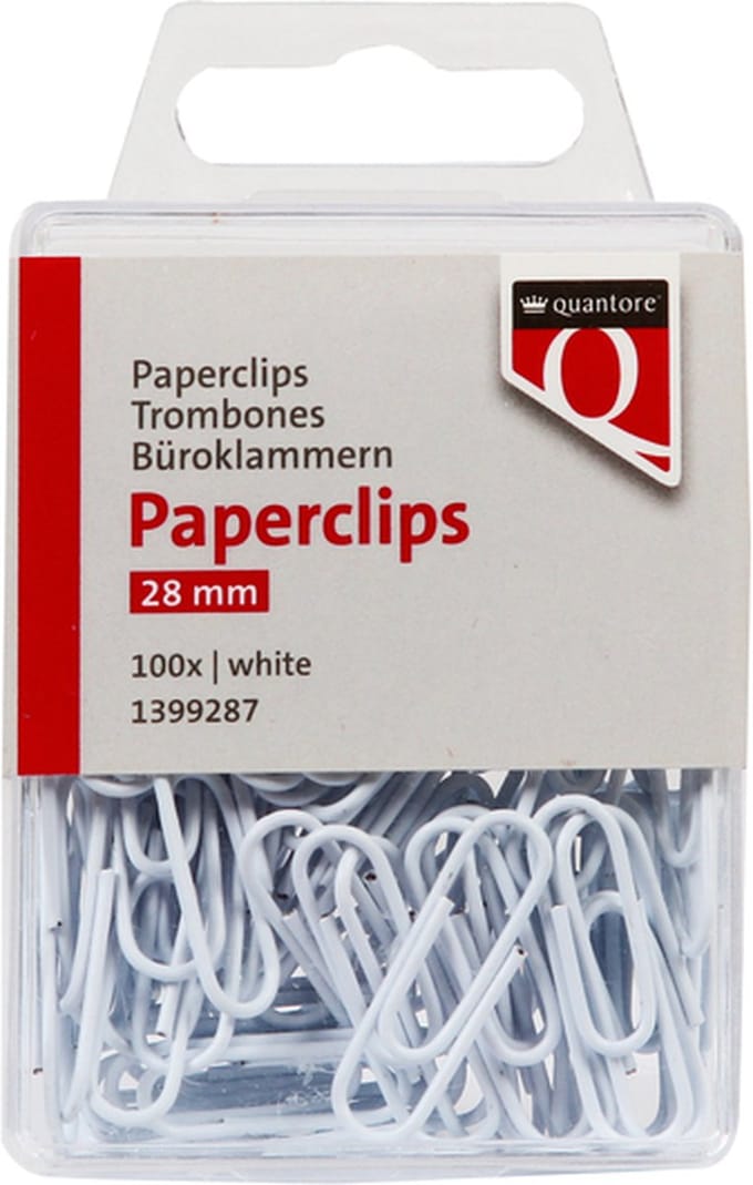 Paperclip quantore 28mm wit 100 stuks