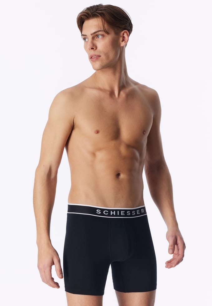 Schiesser 3PACK Long-Shorts - 95/5 Multipacks - Onderbroek Heren zwart