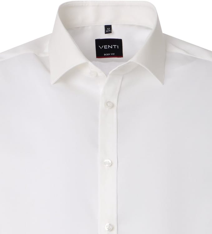 VENTI body fit overhemd - twill - offwhite - Strijkvrij - Boordmaat: 42