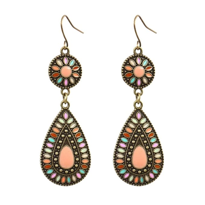 Fako Bijoux® - Oorbellen - Bohemian - Druppel Retro - Roze