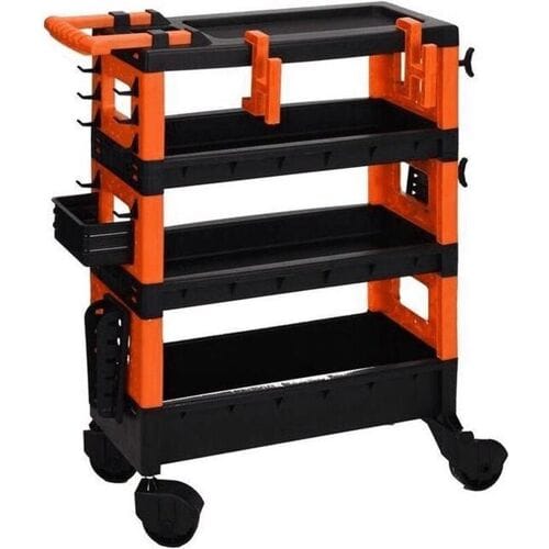 FX Tools Toolley Mobiele Servicewagen - Zwart, 68 x 35 x 87,5 cm