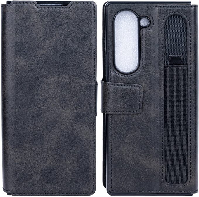 Rixus Wallet Case With Pen Holder For Samsung Galaxy Z Fold6 Black