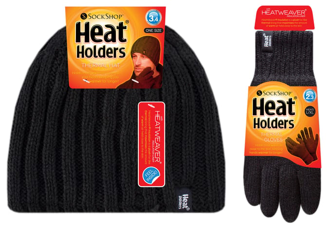 Heat Holders Dikke thermo muts en handschoenenset voor heren - Zwart