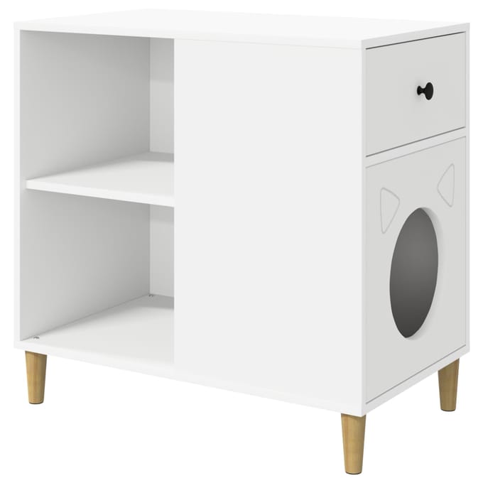 vidaXL - Kattenhuis - Wit - 72 - x - 42,5 - x - 70 - cm - Bewerkt - hout