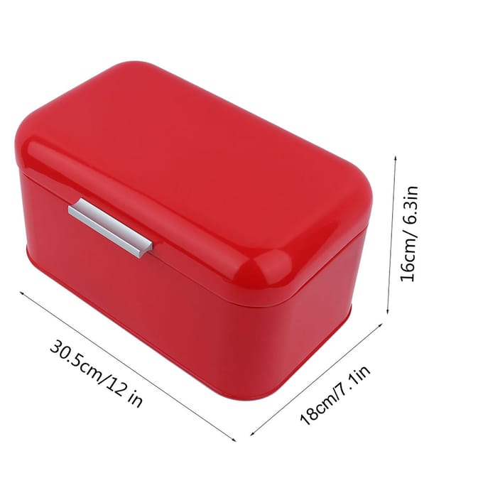 Retro metalen broodtrommel met effen kleur, grote capaciteit, keukopbergcontainer (Rood) rood