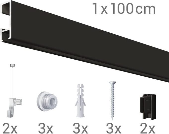 Click Rail / Ophangrail - Mat Zwart - Complete Set 100 cm