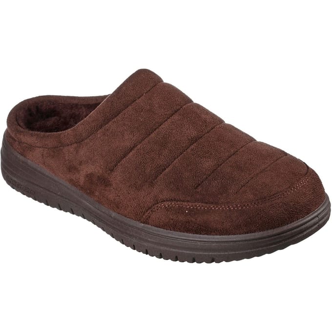 Skechers Relaxed Fit: Murette Garvanza Heren Muilen Van Microvezel In Chocoladebruin