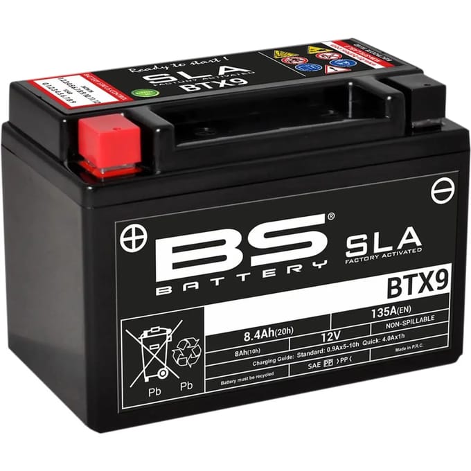 Motorfiets accu BS Battery SLA BTX9 - C (10Hr) - C (20Hr)