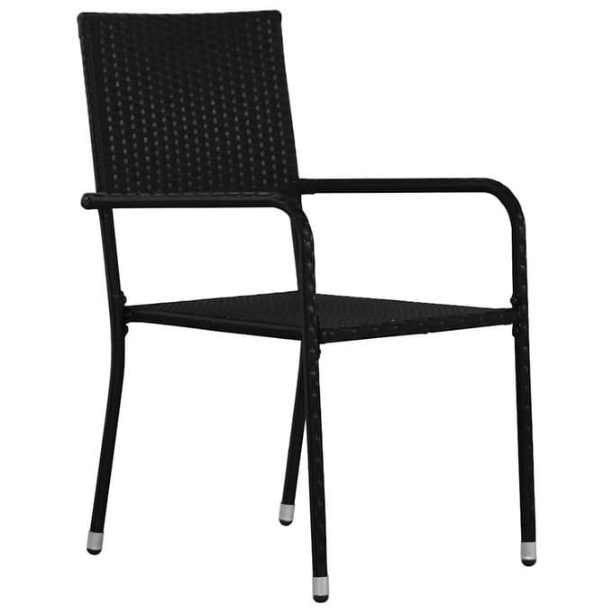 vidaXL - Tuinstoelen - 4 - st - stapelbaar - poly - rattan - zwart