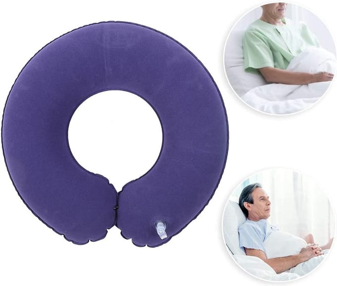 stoelkussen - Opblaasbaar stoelkussen - blauw - Ringkussen - 45*40*11cm - Suède doek - Zitring - Wigkussen
