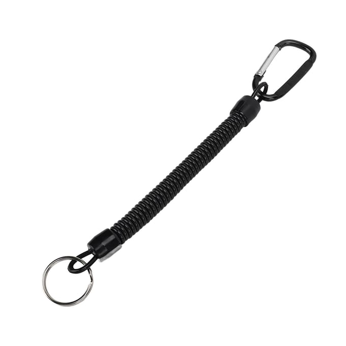 Intrekbaar Elastisch Veertouw Veiligheidsuitrusting Gereedschap Anti-Verlies Sleutelhanger Vissen LanyardZwart black