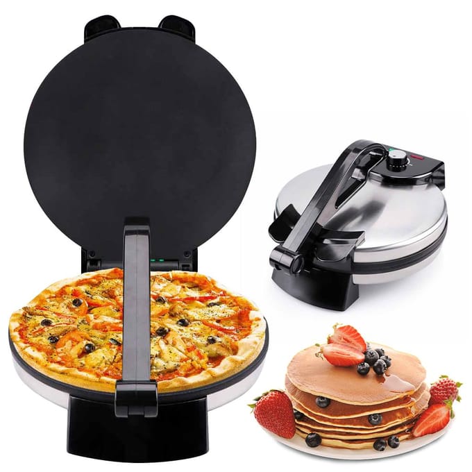Machine à tortillas électrique en acier inoxydable, 1800W, antiadhésive, chauffage Double face EU Plug noir