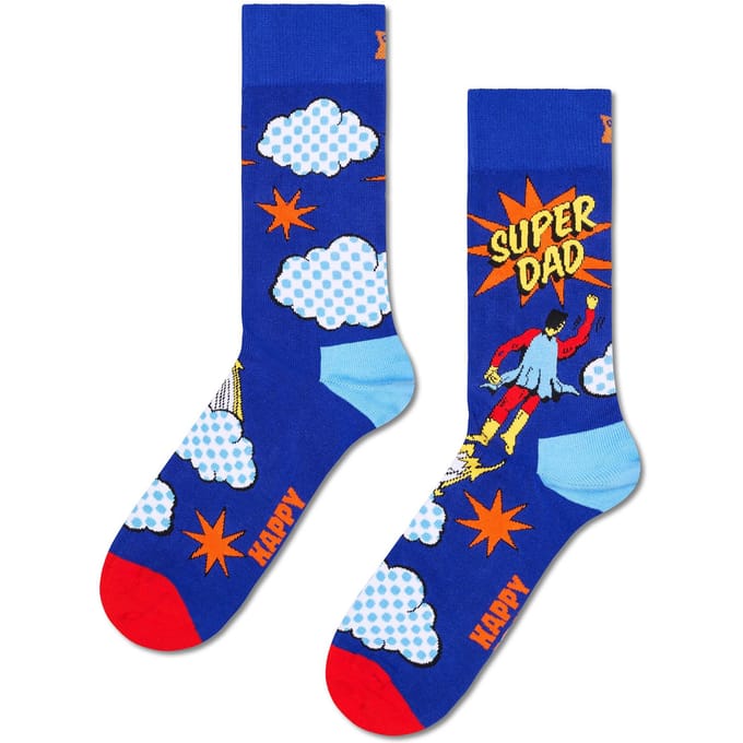 Happy Socks heren giftbox sokken flying super dad blauw