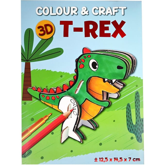 Kleur en knutsel je eigen 3D dier - T-rex