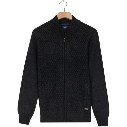 Baileys Vest Wave Cable Knit Fullzip Single Knit Navy / male
