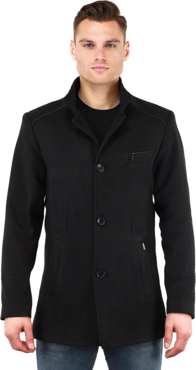 Versano John Heren Korte Mantel Manteljas Winterjas M - Zwart