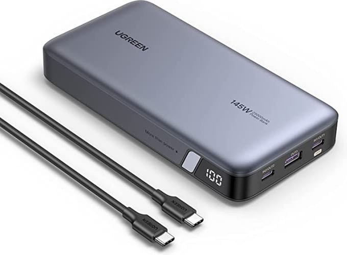 Externe Batterij UGREEN PB205, 25000mAh, 145W, QC + PD, 1 x USB-A - 2 x USB-C, Gri