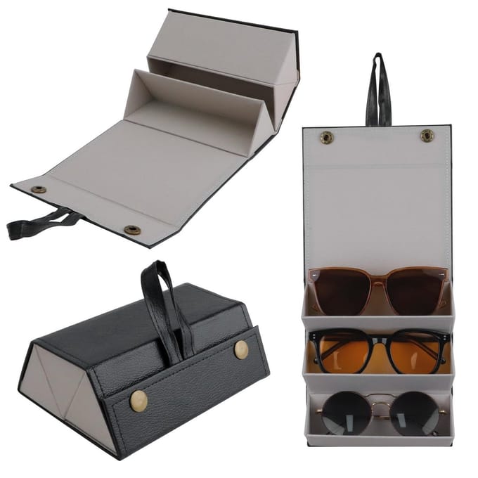 Dailygoody - Zonnebril Organizer - Opvouwbare Brillen Case - 3 Slots