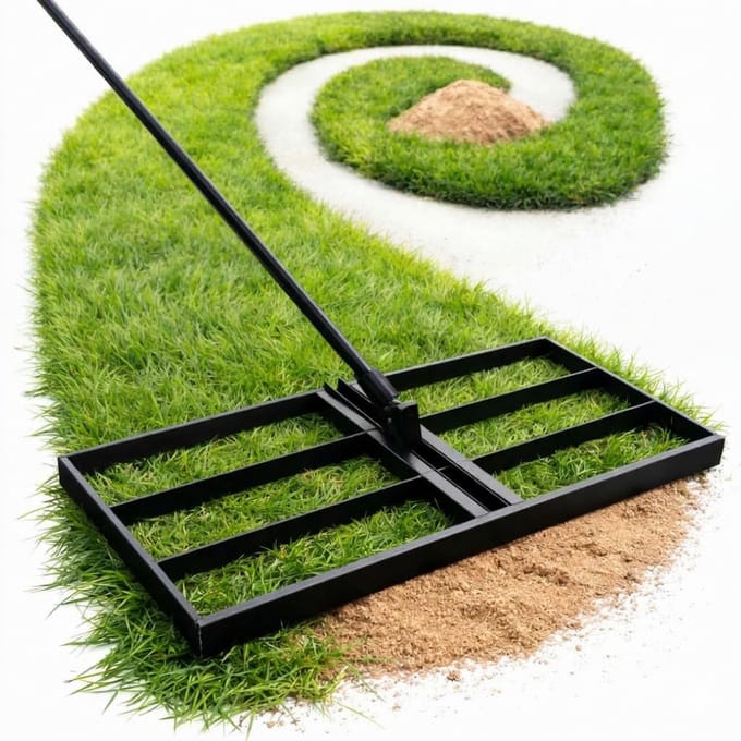 Anwicar Tuinnivellering 60x30cm -Verticuteerhark - Gazon Nivellering Hark