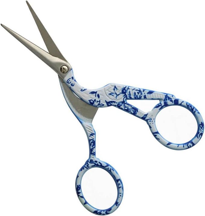 Opry borduurschaar ooievaar 11.5 cm delftsblauw