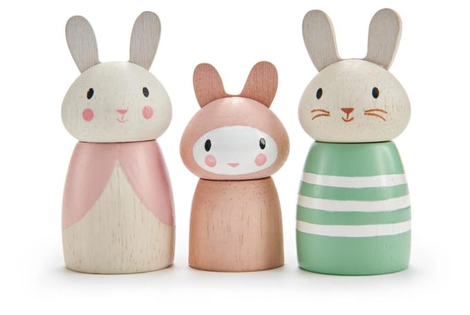 TENDER LEAF Preschool - Popje - Konijnenfamilie - 10X4X7Cm - Hout - 3 Jaar