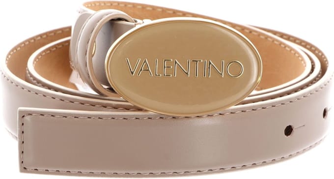 VALENTINO Riem Block Plaque Buckle Belt W85 Beig / Oro Beige