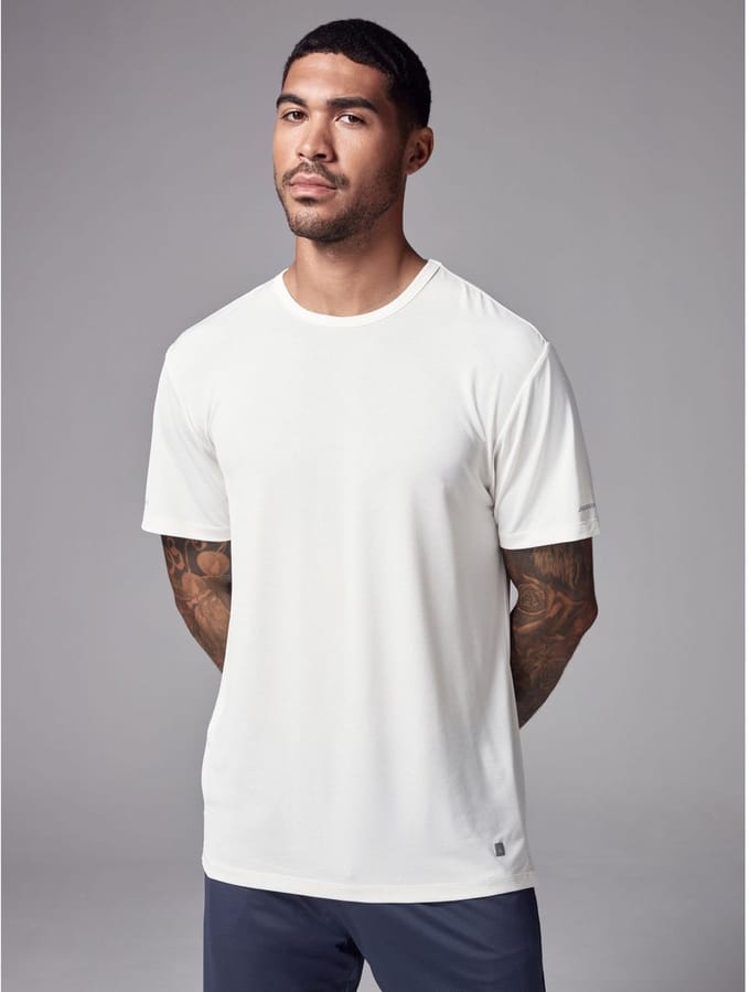 Next - Heren - Active Gym trainingstop T-shirt met korte mouwen - Naturel