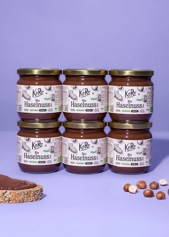 KoRo | Bio crunchy hazelnootpasta met cacao 6 x 400 g