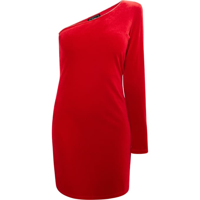 Faina Mini-jurk met één schouder Dames rood