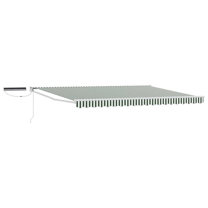 vidaXL - Elektrisch - Uitschuifbare - Zonneluifel - Groen - en - Wit - 4,5 - × - 3 - m
