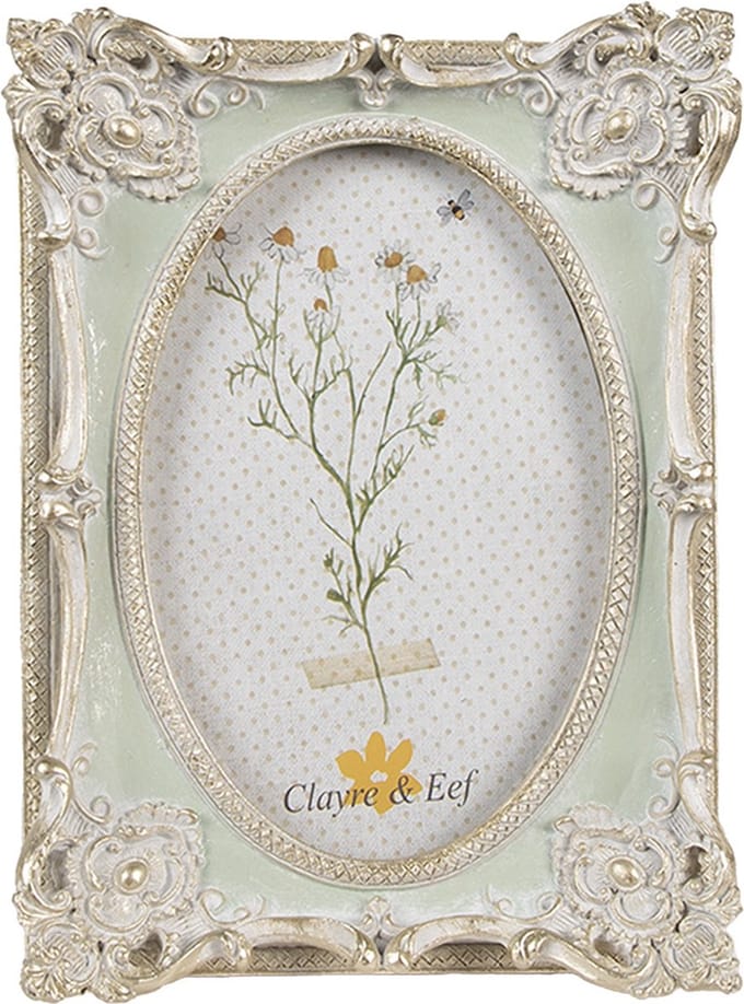 Clayre & Eef Fotolijst 10x15 cm Groen Polyresin