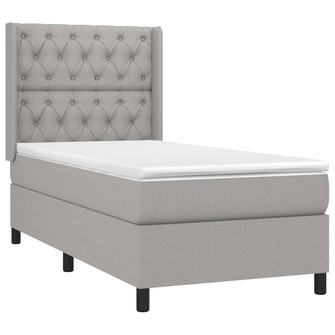 vidaXL - Boxspring - met - matras - stof - lichtgrijs - 80x200 - cm