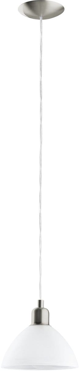 EGLO Brenda Hanglamp - 1 Lichts - Nikkel-Mat - Wit