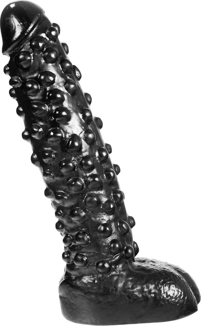 Dark Crystal Dildo met noppen 26,5 x 6 cm - zwart