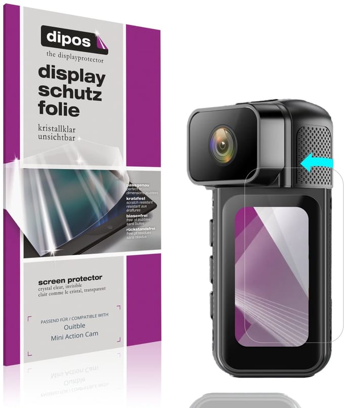 dipos – 4x Beschermfolie geschikt voor Ouitble Mini Action Cam | Krasbestendige & heldere Screenprotector Ultra-Thin