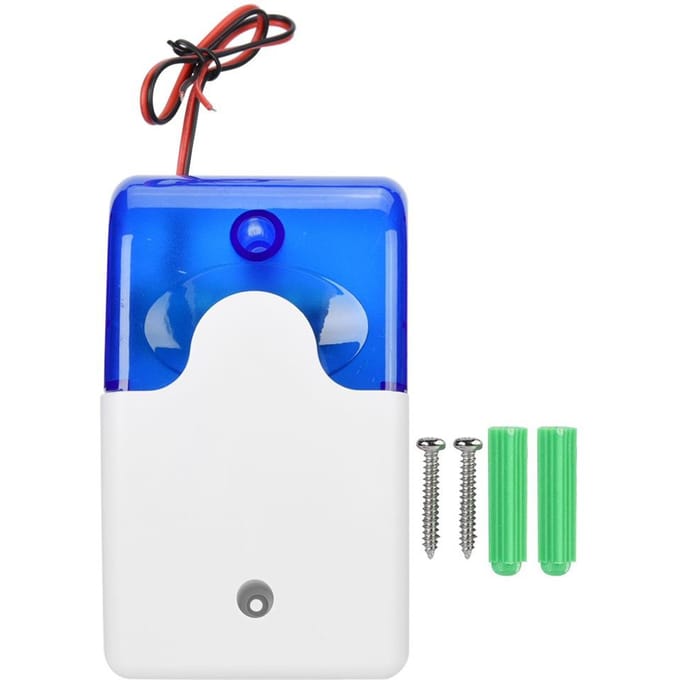 12V bekabeld binnenalarm met hoorbaar en automatisch sirenegeluid voor thuisbeveiligingssysteem blue
