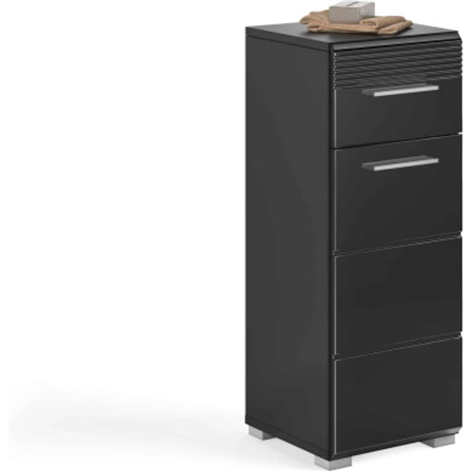 Linus staande kast zwart hoogglans MDF TZ - 30x30x79cm