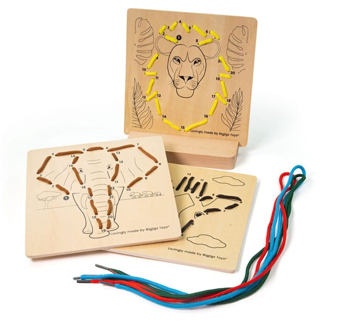 Bigjigs Wooden Puzzle by Numbers - Jungle 8 piece Hout