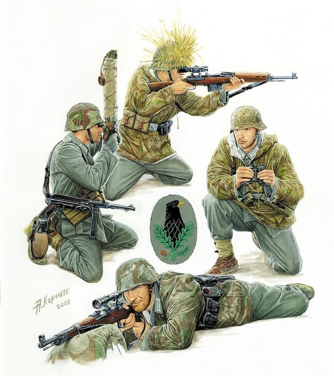 Zvezda Modelbouwpakket Militaire voertuigen - 3595 German Sniper Team WWII Plastic - 1:35 - Modelbouw