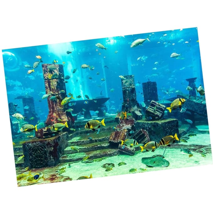 Koraal Aquarium Achtergrond Onderwater Poster Vis Tank Muurdecoraties Sticker 61 x 30cm blue