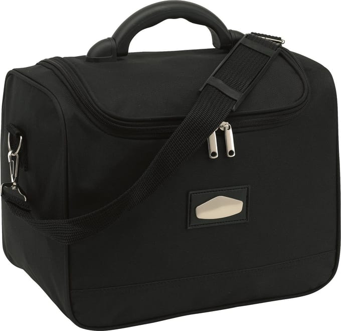 Make-up tas/toilettas XXL - mat zwart - 35 x 22 x 28 cm - Lekker groot