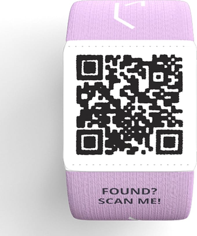 Kind tracker (x2) - Slimme elastische polsband - Roze - SOS band - QR code - 1 t/m 3 jaar - 130mm