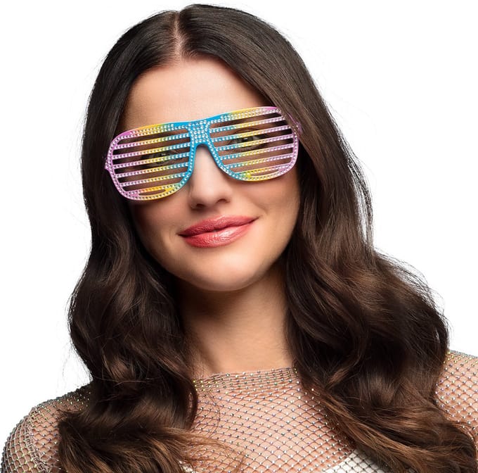 Boland - Partybril Spectacular regenboog Multi - Volwassenen - 80's & 90's - Disco, Pride -