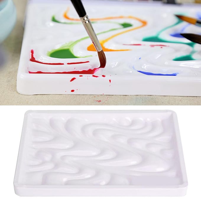 Verfpalet Golvend Imitatie Keramiek Vierkant Aquarel Professionele Kunstbenodigdheden white